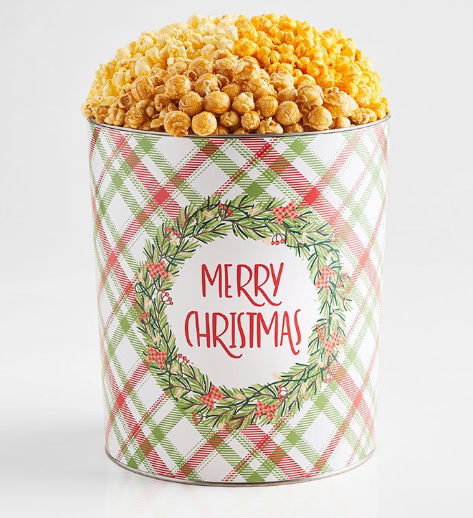 Christmas Cheer 3 1/2 Gallon 3 Flavor Popcorn Tin